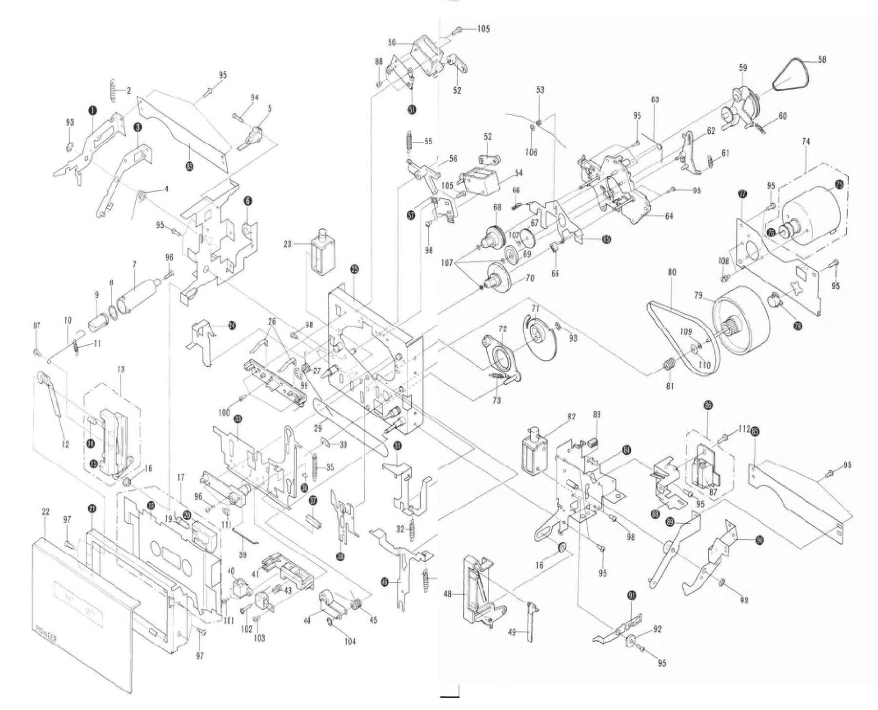 Pioneer RXB-495 Pinch Arm Assembly Position 44 | Tape Pinch Arm