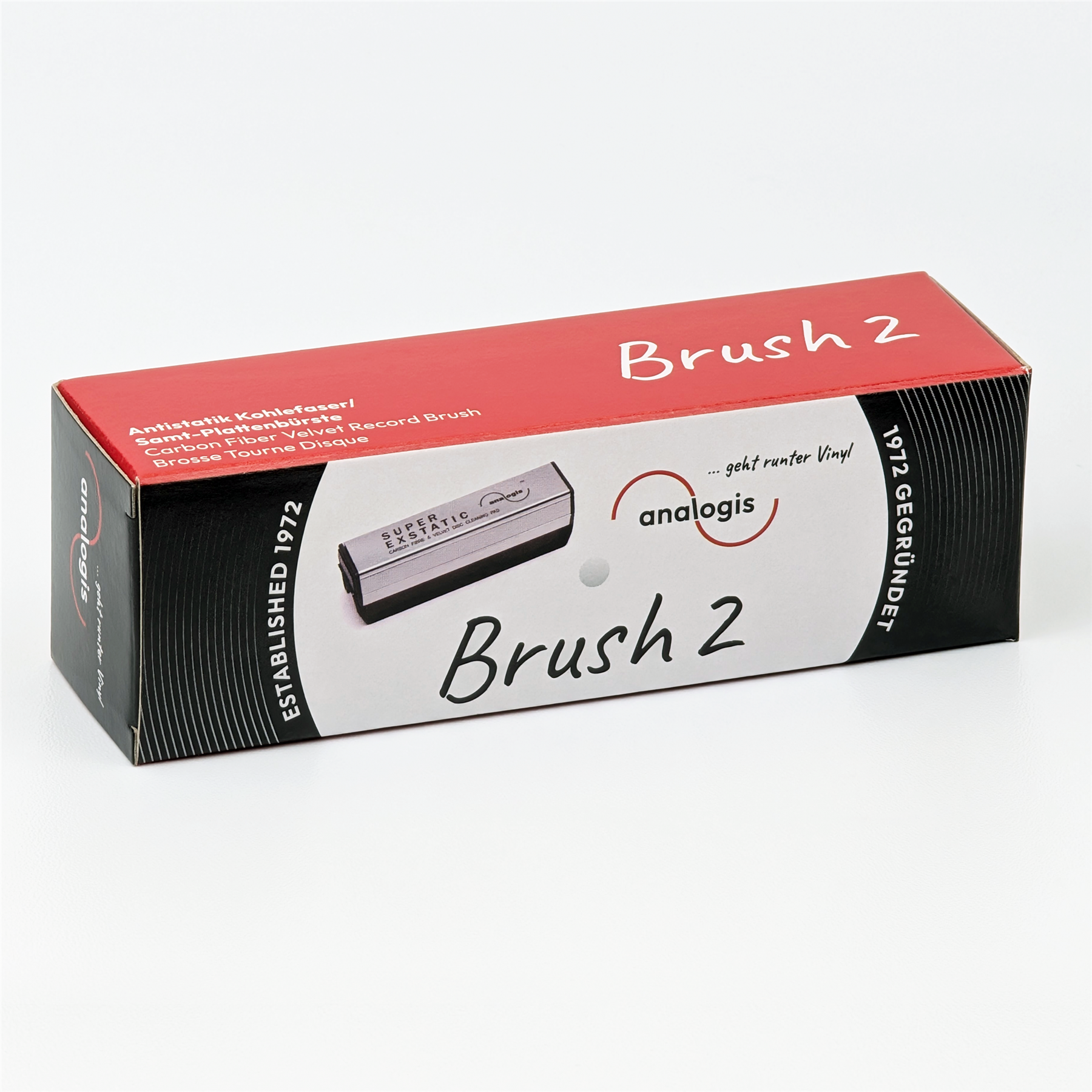 Analogis Brush 2 Record Cleaning Brush – Velvet Pad and Carbon Fibre for Deep Groove Cleaning