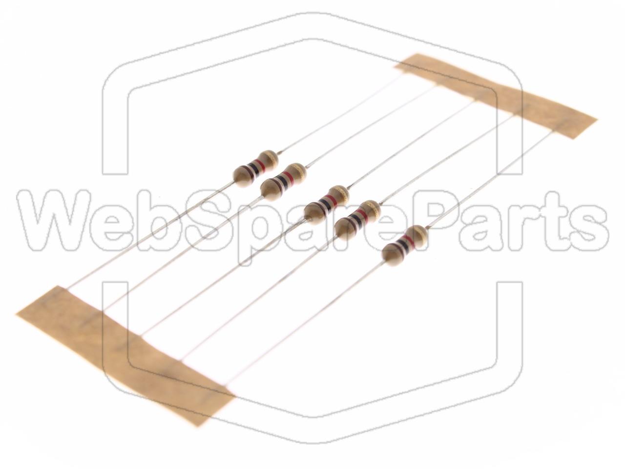 5x Carbon Film Resistance 1kR 0.25W ±5% Ø2.5x6.8mm