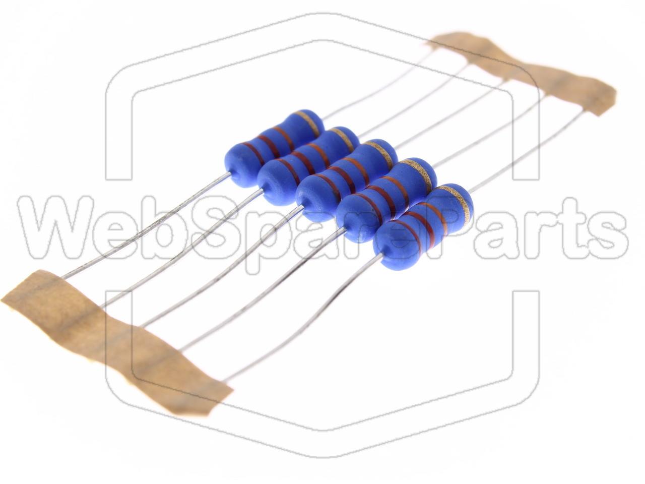 5x Metallic Film Resistance 22kR 2W ±5% Ø5x12mm