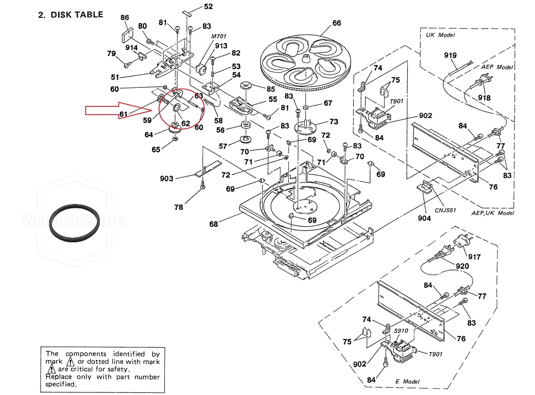Belt TABLE DISC For CD Player Sony CDP-C500M