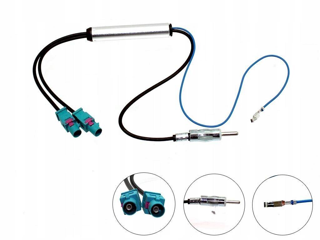 Car Radio Antenna Amplifier 2× Fakra DIN Male