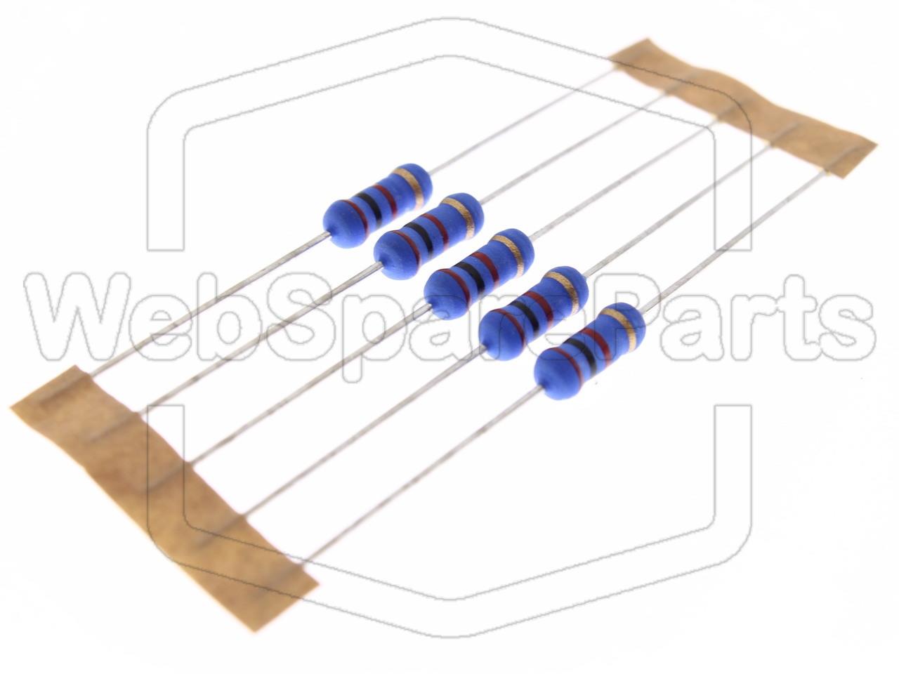 5x Metallic Film Resistance 2KR 1W ±5% Ø4x10