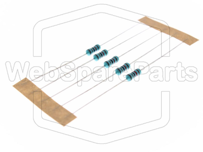 5x Metallic Film Resistance 1.2kR 0.6W ±1% Ø2.5x6.8mm