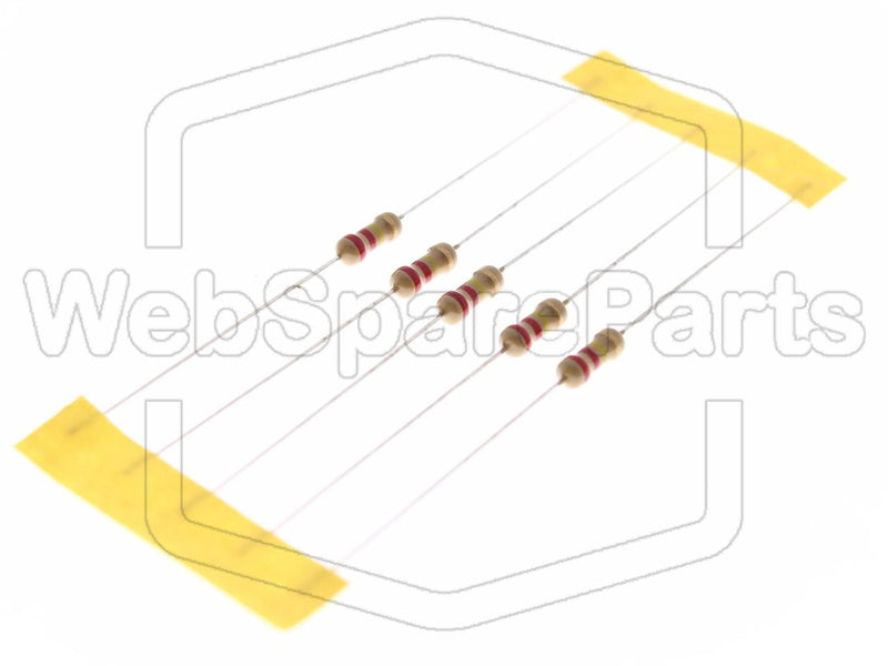 5x Carbon Film Resistance 220kR 0.25W ±5% Ø2.3x6mm - WebSpareParts