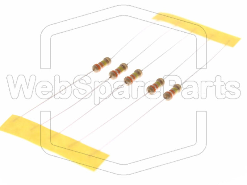 5x Carbon Film Resistance 330kR 0.25W ±5% Ø2.3x6mm - WebSpareParts