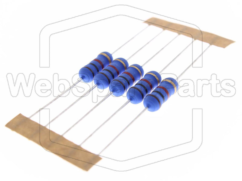 5x Metallic Film Resistance 1kR 2W ±5% Ø5x12mm - WebSpareParts