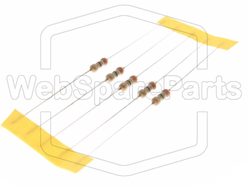 5x Carbon Film Resistance 3.9MR 0.25W ±5% Ø2.3x6mm