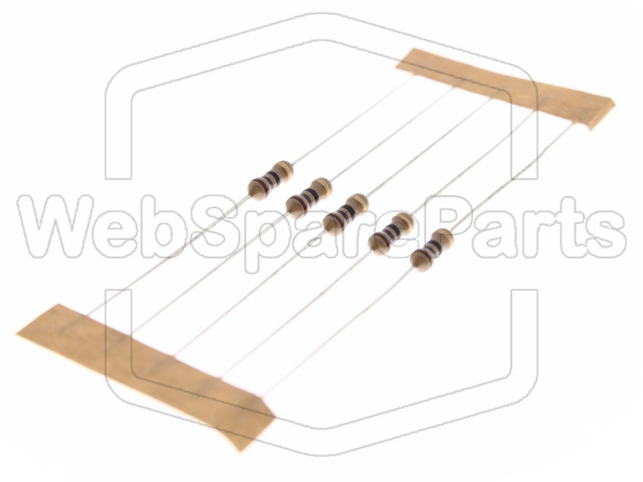 5x Carbon Film Resistance 10R 0.25W ±5% Ø2.5x6.8mm