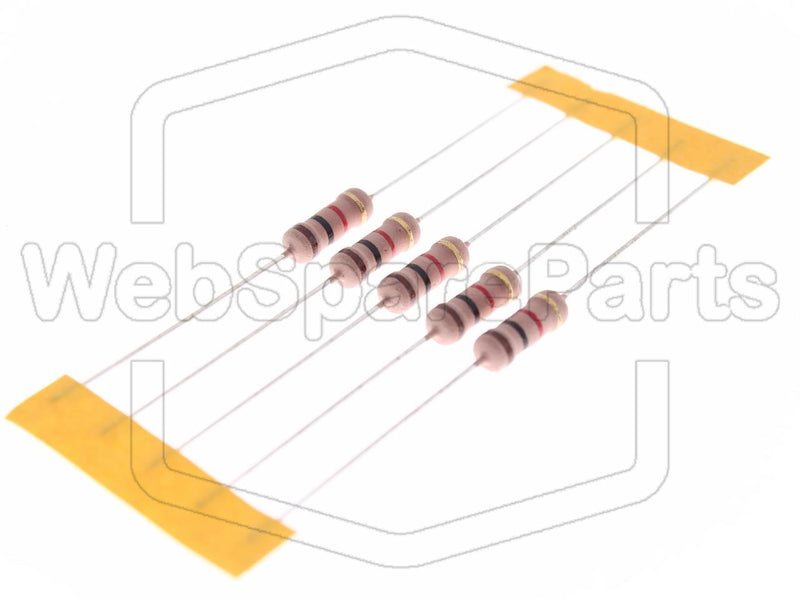 5x Metallic Film Resistance 1W 1KR ±5% Ø4x10mm